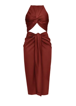 Best Sale Andrea Iyamah Reni Midi Dress-Chocolate