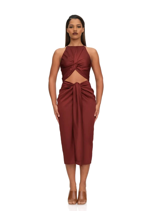 Best Sale Andrea Iyamah Reni Midi Dress-Chocolate