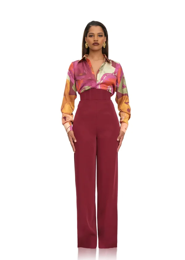 Shop Andrea Iyamah Sita Corset Pants-Plum
