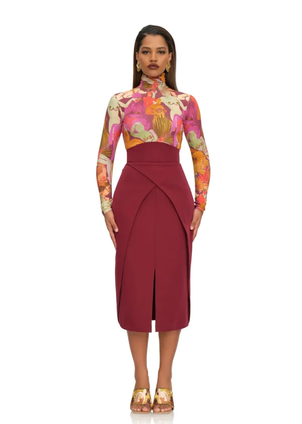 Online Andrea Iyamah Sita Corset Skirt-Plum