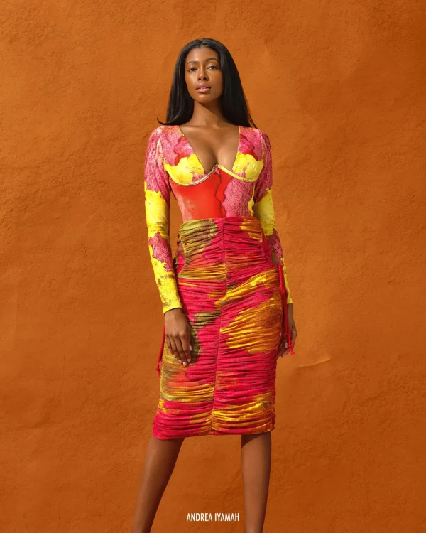 Store Andrea Iyamah Taka Mesh Midi Skirt