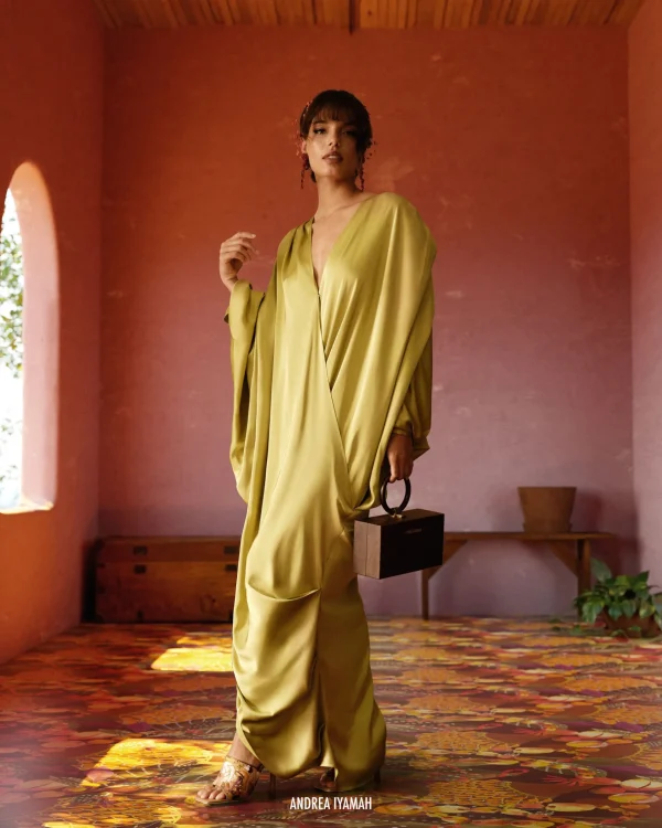 Best Sale Andrea Iyamah Tibara Kaftan Dress-Lime