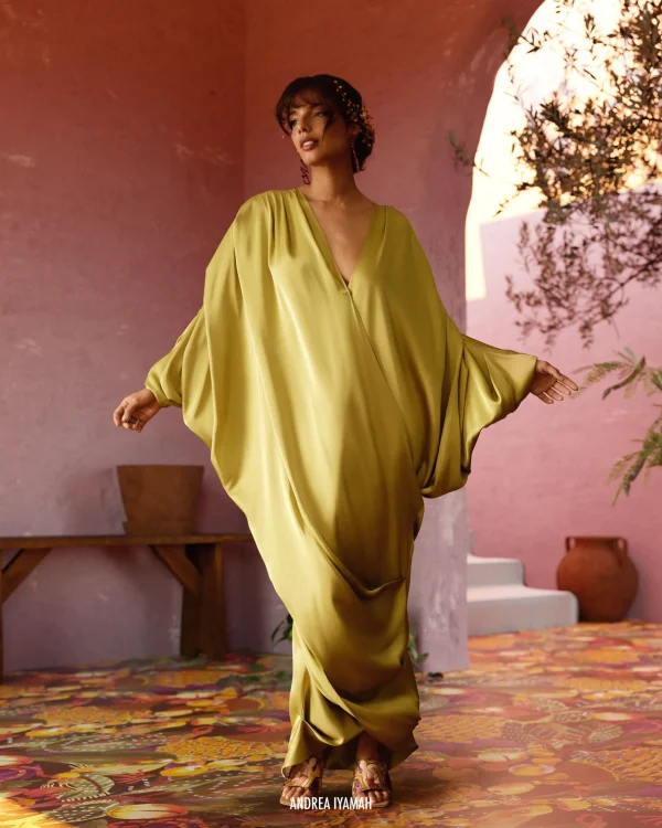 Best Sale Andrea Iyamah Tibara Kaftan Dress-Lime