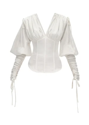 Store Andrea Iyamah Tula White Corset Top
