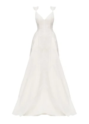 Outlet Andrea Iyamah Vola Maxi Dress-Ivory